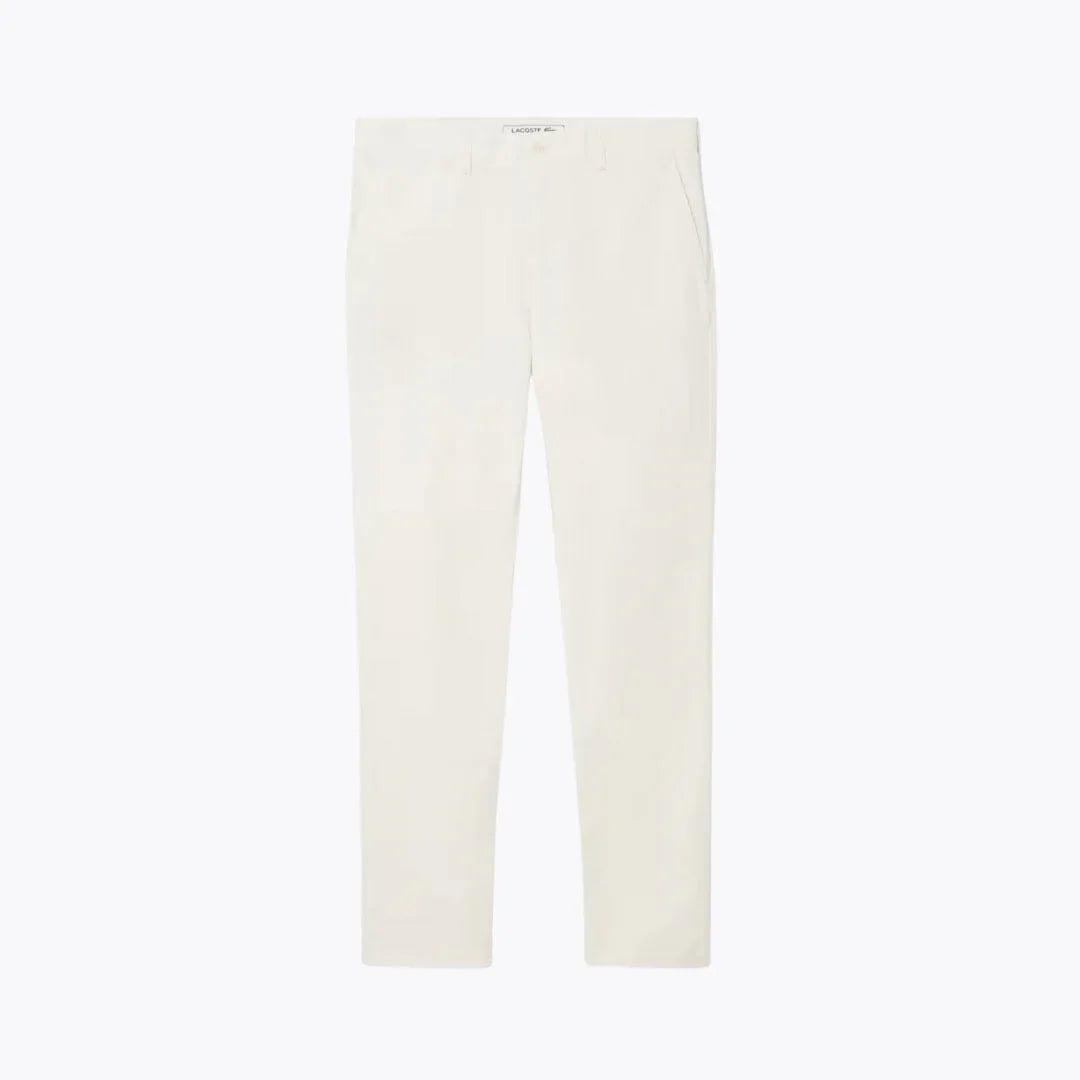 Auretier slim fit stretch cotton chino pants in crown white on plain background