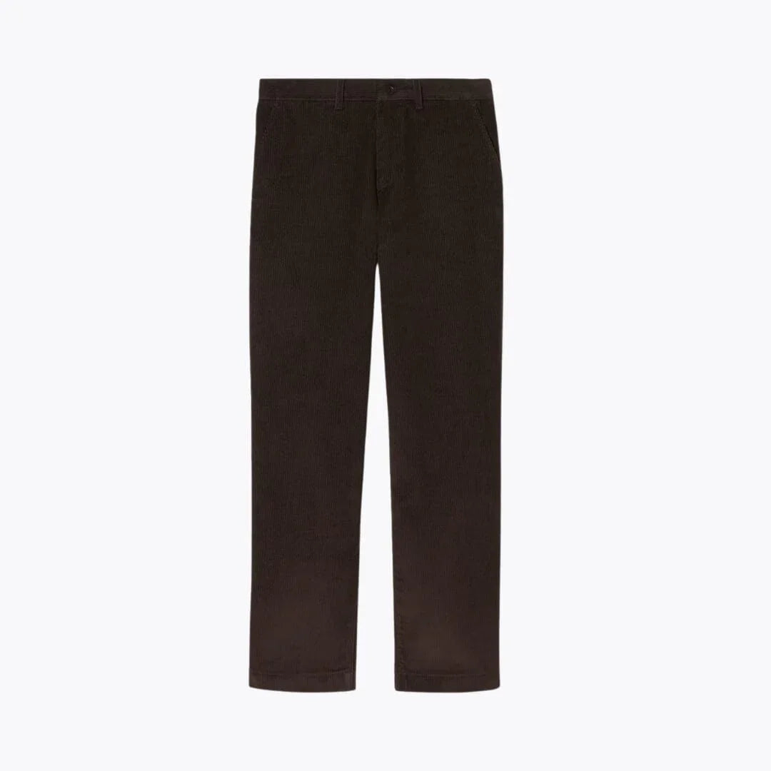 Auretier regular fit brown corduroy chino pants displayed on a plain background