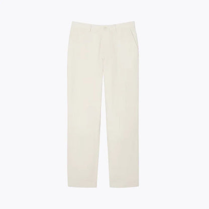 White corduroy chino pants, regular fit, displayed on plain background, Auretier fashion
