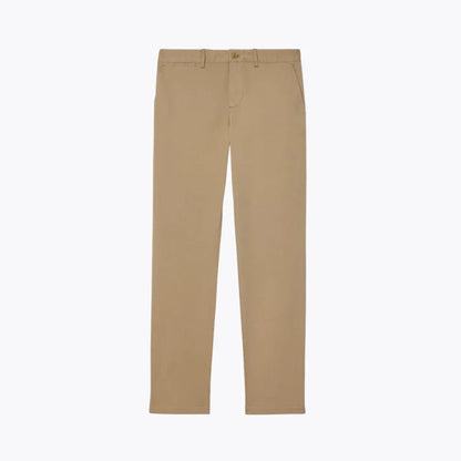 Auretier slim fit stretch cotton chino pants in beige, flat lay on white background