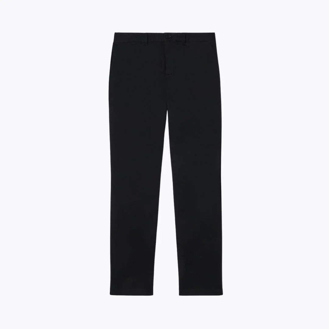 Auretier slim fit stretch cotton chino pants in black on white background