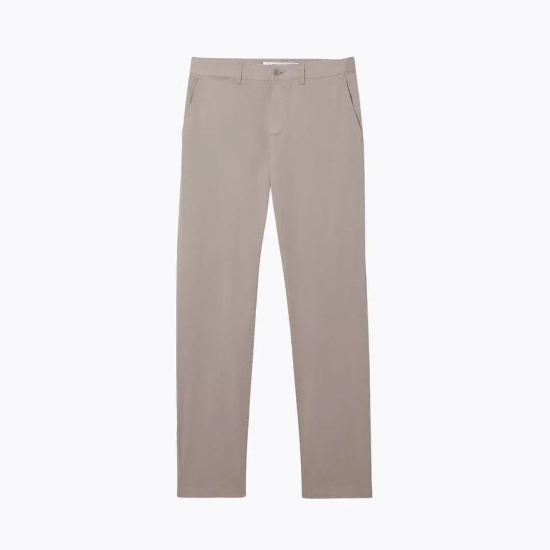 Auretier slim fit stretch cotton chino pants in light grey, flat lay on white background