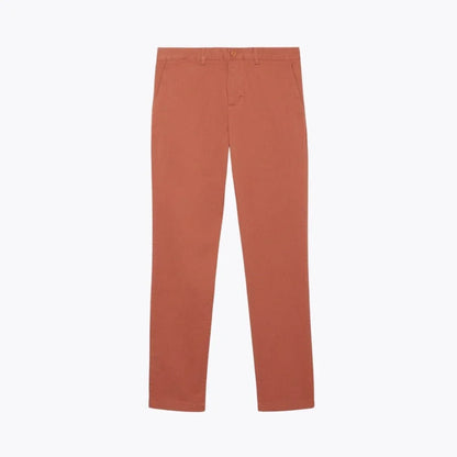 Auretier slim fit terracotta brown cotton chino pants on white background