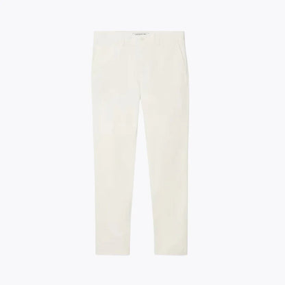 Auretier slim fit stretch cotton chino pants in crown white on plain background