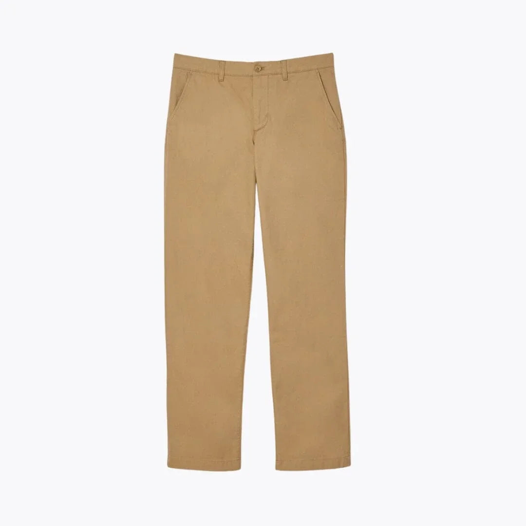 Auretier straight fit cotton twill pants in beige, flat lay on white background