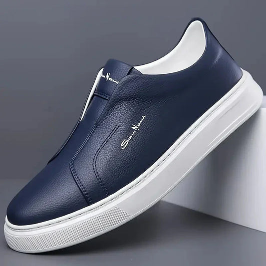 Navy blue Monaco sneaker with white sole, minimalist design, Auretier fashion footwear
