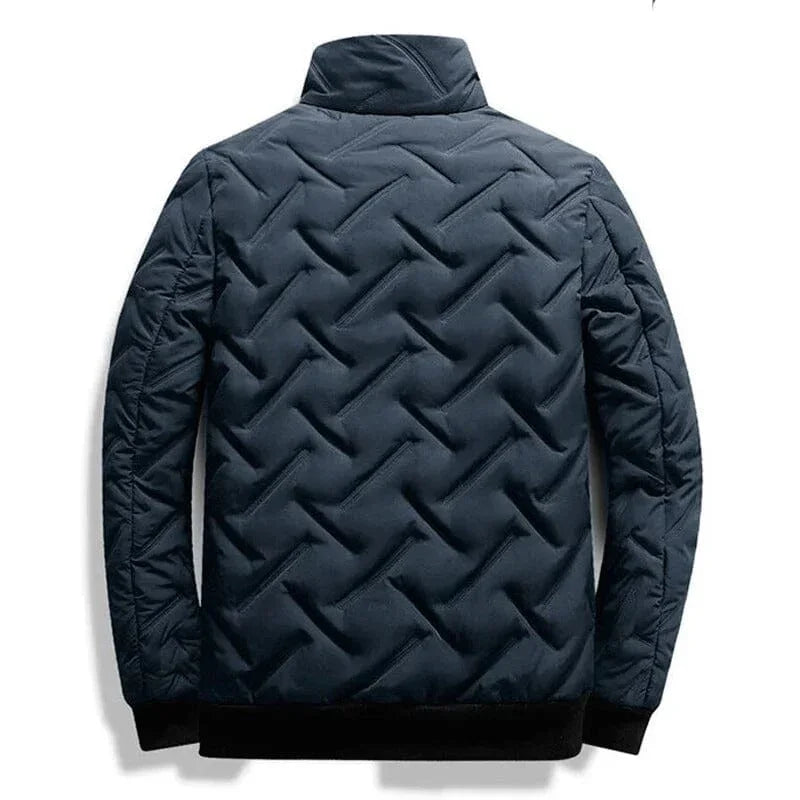 Men's navy urban style quilted jacket with zigzag pattern, Auretier fashion