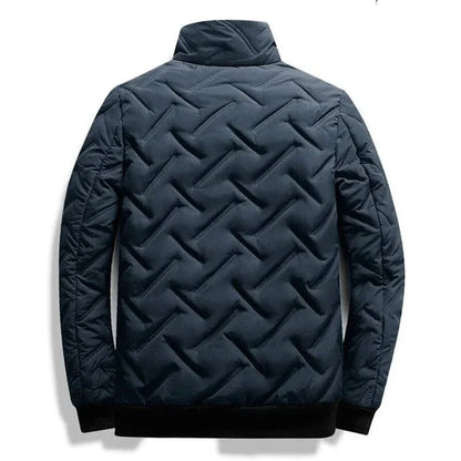 Men's navy urban style quilted jacket with zigzag pattern, Auretier fashion